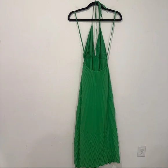 Alice + Olivia Green Silk Sleeveless Maxi Dress L/XL - Picture 5 of 8